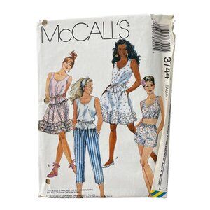 80s McCalls 3744 Tops Skirts Pants Shorts Sewing Pattern Size 6-8-10 Retro UNCUT